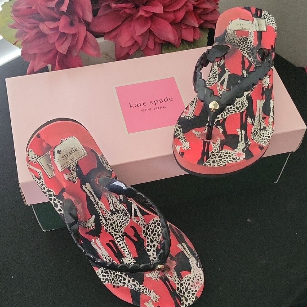 Kate Spade Red and Black Giraffe Sandals